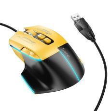 Wired Gaming Mouse Hoco GM31 Overlord 7 Buttons with Lighting 3600 DPI Black-Yellow