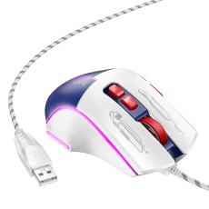 Wired Gaming Mouse Hoco GM31 Overlord 7 Buttons with Lighting 3600 DPI White-Blue