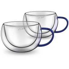 Set of 2 Cappuccino Glasses with Double Wall 270ml Blue VASO Lamart LT9113