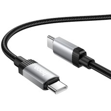 Cable Hoco X117 Star USB-C to USB-C 60W with LED Indicator and Alluminum Alloy Tips Braided Black 1m