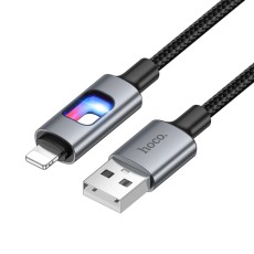 Cable Hoco U144 USB-A to Lightning Fast Charging 2.4A with Lighting Braided Black 1.2m