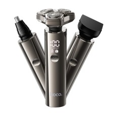 Rechargeable Hair Clipper & Trimmer Hoco HP36 600mAh with 3 Heads and LED Battery and Charging Indicator Metal Grey