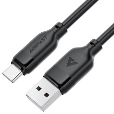Cable Acefast C16-04 USB-A to USB-C 3A USB2.0 with Reinforced Connectors Black 1.2m
