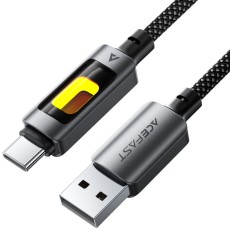 Cable Acefast C21-04 USB-A to USB-C 3A Fast Charge USB2.0 with Gradient Lighting Braided Black 1.2m