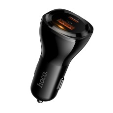 Car Charger Hoco DZ27 48W 1xUSB-C PD30W 1xUSB-A QC3.0 with Light Indicator Black