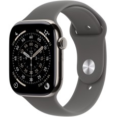 Apple Watch Series 11 5G (2025) Aluminum 42mm GPS eSIM NFC IP6X Aluminum Case Natural with Stone Grey Sport Band