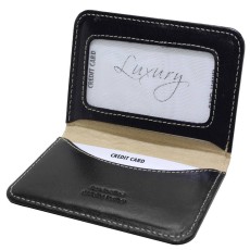 Credit Card Holder Leather Black 3 Slot