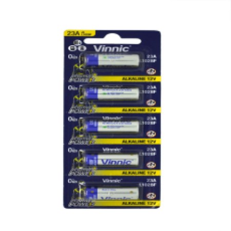 Battery Alkaline Vinnic L1028F size A23/23A/23GA/A23/E23A/GP23A/K23A/L1028/LR23A/LRV08/LRVO8/MN21/MS21/V23/V23GA/VR22 12V Psc. 5