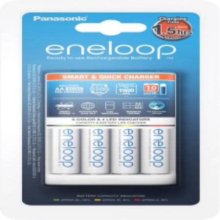 Battery Charger Panasonic Eneloop BQ-CC55E Smart & Quick for AA/AAA with 4 AA batteries