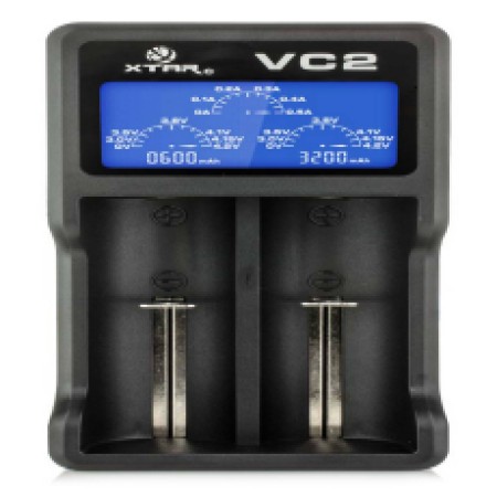 Industrial Type Battery Charger Xtar VC2 USB, 2 Position with Power Display for 18650/17670/17500