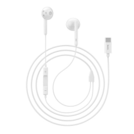 Hands Free Hoco L10 Earphones Stereo USB-C Compatible with All USB-C Devices White 1.2m