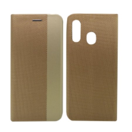 Book Case Ancus Magnetic Canvas for Samsung SM-A405F Galaxy A40 TPU Gold