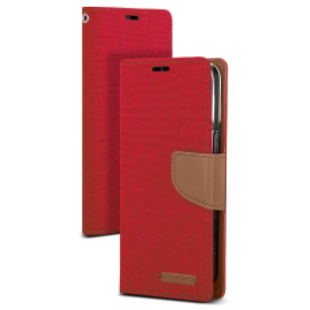 Book Case Goospery Canvas Diary for Apple iPhone 13 Mini Red - Camel