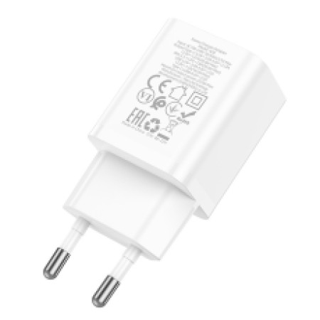 Travel Charger Hoco N28 Founder Dual Port Charging USB Quick Charge 18W and USB-C PD20W 5V 3.0A White