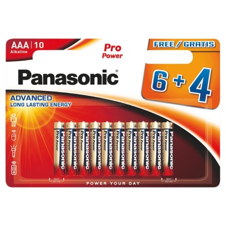 Battery Alkaline Panasonic Alcaline Pro Power LR03PPG/10BW size AAA 1.5V Pcs. 6+4