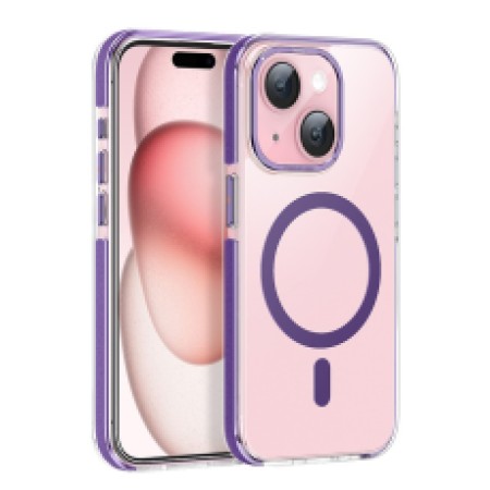 Case Hoco Magnetic Premium Series Anti-Drop Magnetic Mag-charge for Apple iPhone 15 Plus Transparent Purple