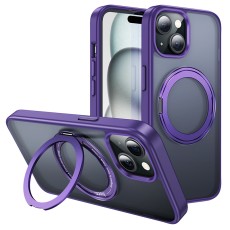 Case Hoco Stand Magnetic Case 2 in 1 Mag-Charge 360° Rotating Ring for Apple iPhone 15 Purple