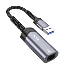 Hoco UA26 USB to RJ45 OTG 1000Mbps 12.5cm Metal Grey