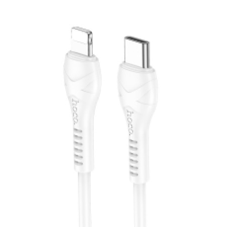 Data Cable Hoco X37 Cool Power USB-C PD27W  to Lightning with Bending Resistance Cable White 1m