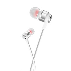 Hands Free Hoco M85 Platinum Sound Universal Earphones Stereo 3.5mm Deep Bass Pearl Silver 1.2m