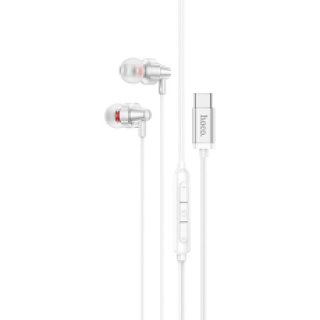 Hands Free Hoco M90 Delight Earphones Deep Bass Stereo USB-C Compatible with All USB-C Devices Silver 1.2m