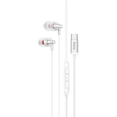 Hands Free Hoco M90 Delight Earphones Deep Bass Stereo USB-C Compatible with All USB-C Devices Silver 1.2m