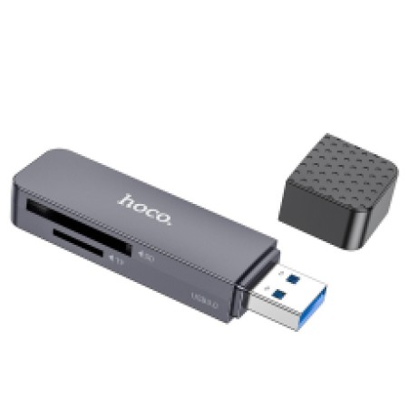 Memory Card Reader HB45 Spirit 2-in-1 USB 3.0 up to 5Gbps and 2TB for Mico SD and SD Metal Grey