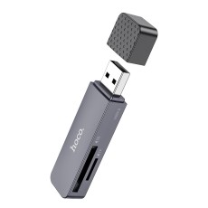 Memory Card Reader HB45 Spirit 2-in-1 USB 2.0 up to 480Mbps and 2TB for Mico SD and SD Metal Grey