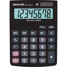 Calculator Dual 8 digits LCD Display Sencor SEC 320/8 Black