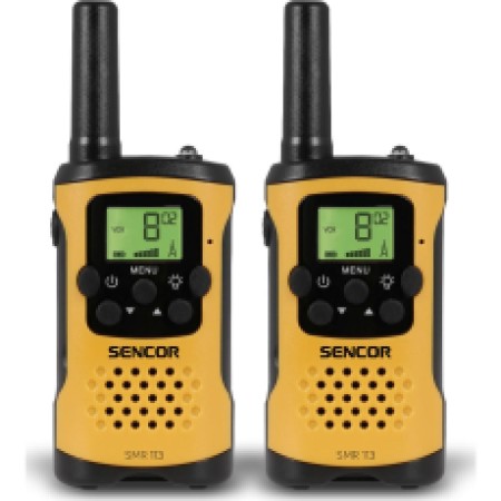 Walkie Talkie Set 2pcs with Hands Free Reception Range 5 km 3AAA Sencor SMR 113 Black/Yellow