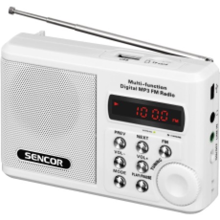 Portable Radio FM/MW/SW with USB, Micro SD, MP3 3.5mm 2W Sencor SRD 215 W White