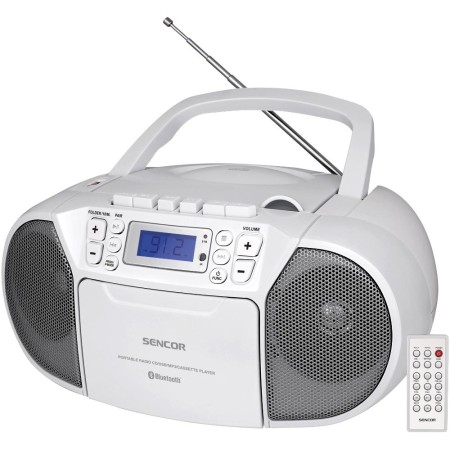 Sencor SPT 3907 W Wireless Boombox with CD/Cassette/MP3/USB/BT  5.0 4W RMS (2x2W)