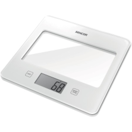 Kitchen Scale 5Kg LCD Screen UltraSlim Glass Sencor SKS 5030WH White