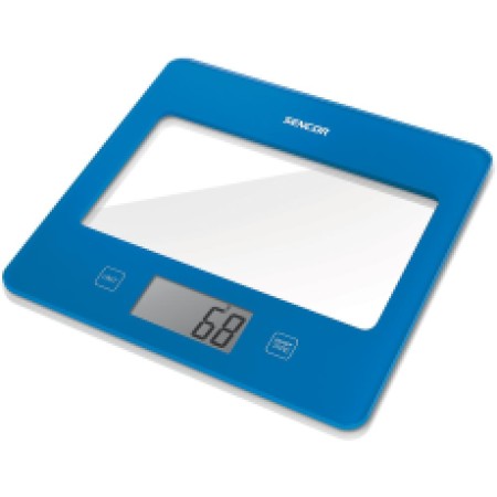 Kitchen Scale 5Kg LCD Screen UltraSlim Glass Sencor SKS 5032BL Blue