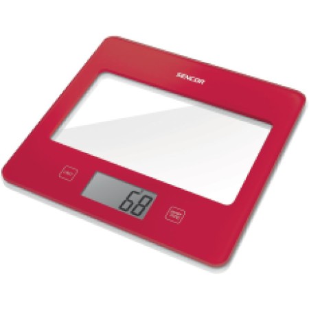 Kitchen Scale 5Kg LCD Screen UltraSlim Glass Sencor SKS 5034RD Red