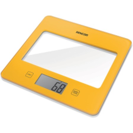 Kitchen Scale 5Kg LCD Screen UltraSlim Glass Sencor SKS 5036YL Yellow