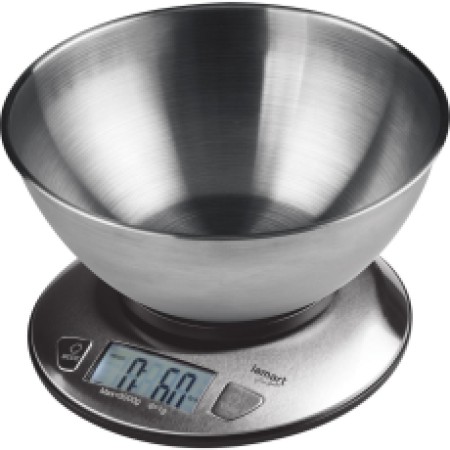 5kg Kitchen Scale with 2lt Capacity Bucket from Stainless Steel LCD JUST Lamart LT7070 Silver