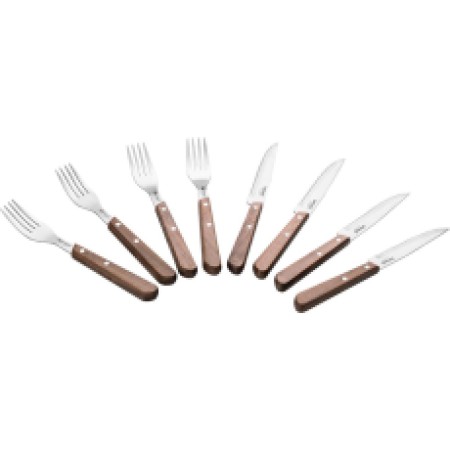 Cutlery Set with Wooden Handle STEAK Stainless Steel 8pcs Lamart LT2062 Brown