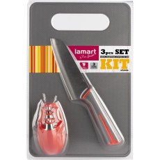 Metal Cooking Utensils and Chopping Board Set 3pc  Lamart LT2099 Grey