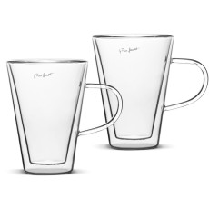 Tea Cup with Handle THERMO Double Wall Set 2pcs 300ml Lamart LT9028 Transparent