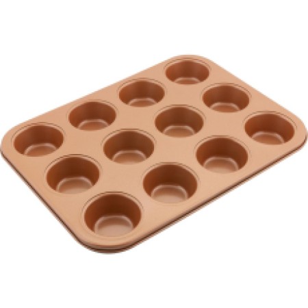 Pastry Mold for 12 Muffins Non-Stick 35.5X26.5cm Lamart LT3092 Copper