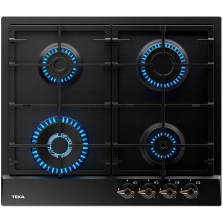 Built-in Stainless Steel TEKA Gas Hob 4 Zones with Country Style 60cm GSC 64320 RBC AB Antracite