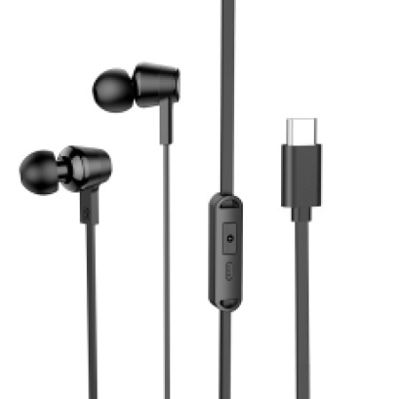 Hands Free Hoco M86 Oceanic Universal Earphones Deep Bass Stereo USB-C  Black 1.2m