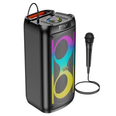 Portable Speaker Hoco HA6 Danny BT V5.3 15Wx2 4500mAh 5h Playback with Micro SD USB RGB LED Lighting and Wireless Microphone