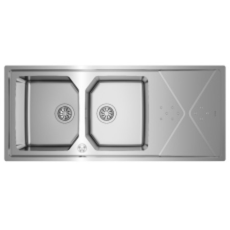 Inox TEKA Sink 2 Troughs with Apron for Inset & Flat Installation 116.4x50.4cm BROOKLYN 80 M-XP 2B 1D