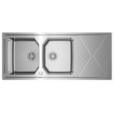 Inox TEKA Sink 2 Troughs with Apron for Inset & Flat Installation 116.4x50.4cm BROOKLYN 80 M-XP 2B 1D