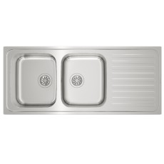 Inox TEKA Sink 2 Troughs with Apron for Inset Installation 116x50cm CLASSIC 2B 1D