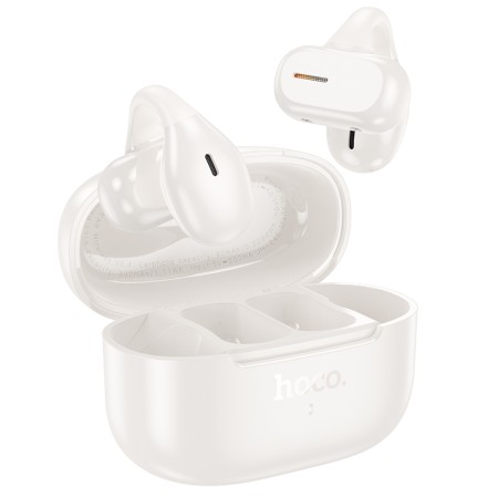 Wireless Hands Free HocoEA9 Ear Clip and Comfor TWS V5.4 300mAh with 10h Talk Time Master/Slave Switching Milky White