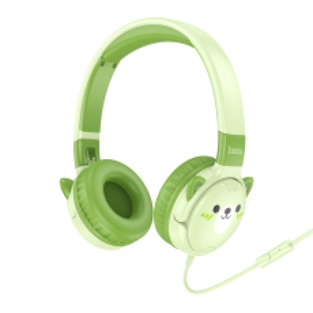 Kids Headphones Hoco W61 with Microphone 3.5mm Emerald Green 1.2m