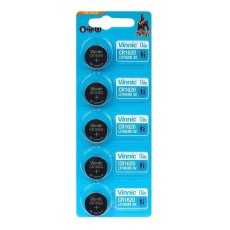 Buttoncell Vinnic CR1620 3V Pcs. 5 with Perferated Packaging